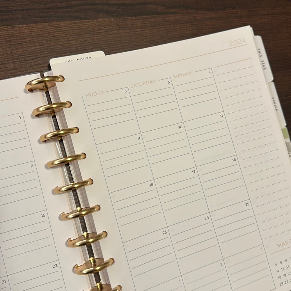 Plum paper disc bound neutral monthly planner